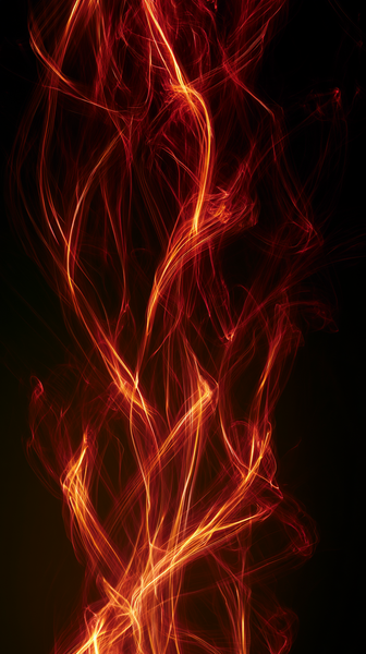 A high-contrast dynamic shot of fiery luminous red and orange light trails streaks weaving across a dark stage canvas, explosive energy movement…